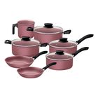 Jogo de Panelas Tramontina 7 Peças Linz Antiaderente Rosa